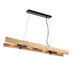 Best Wohnen 4-flammige Pendelleuchte aus Massivholz Natur - Tanky