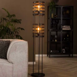 Wohnen 2-flammige Stehlampe aus Metallgeflecht - Cibiao