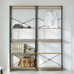 Clearance Wohnen Flur Regal Garderobe in Akazie & Schwarz - Ricinga