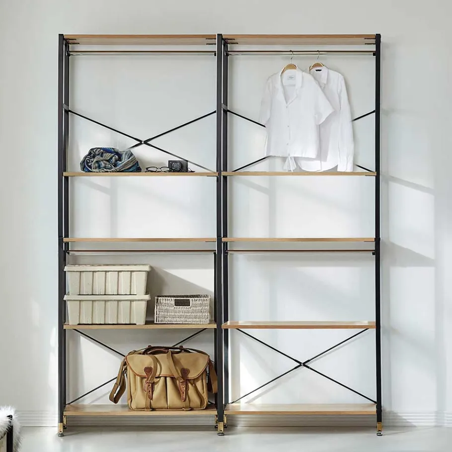 Clearance Wohnen Flur Regal Garderobe in Akazie & Schwarz - Ricinga