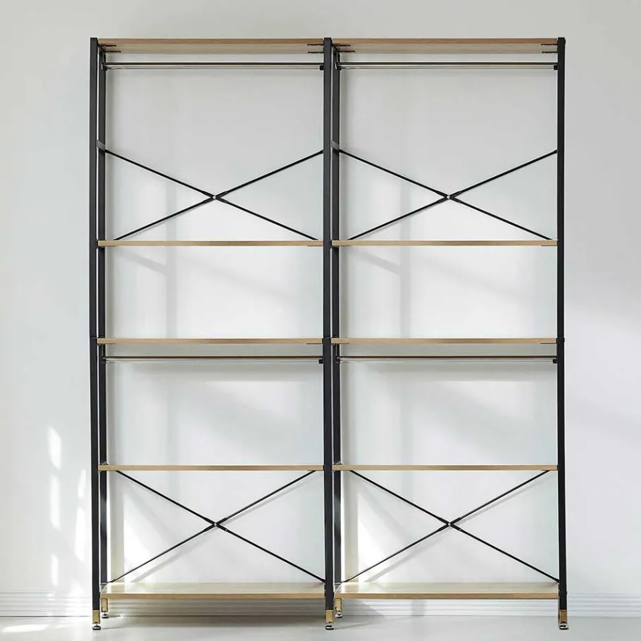Clearance Wohnen Flur Regal Garderobe in Akazie & Schwarz - Ricinga