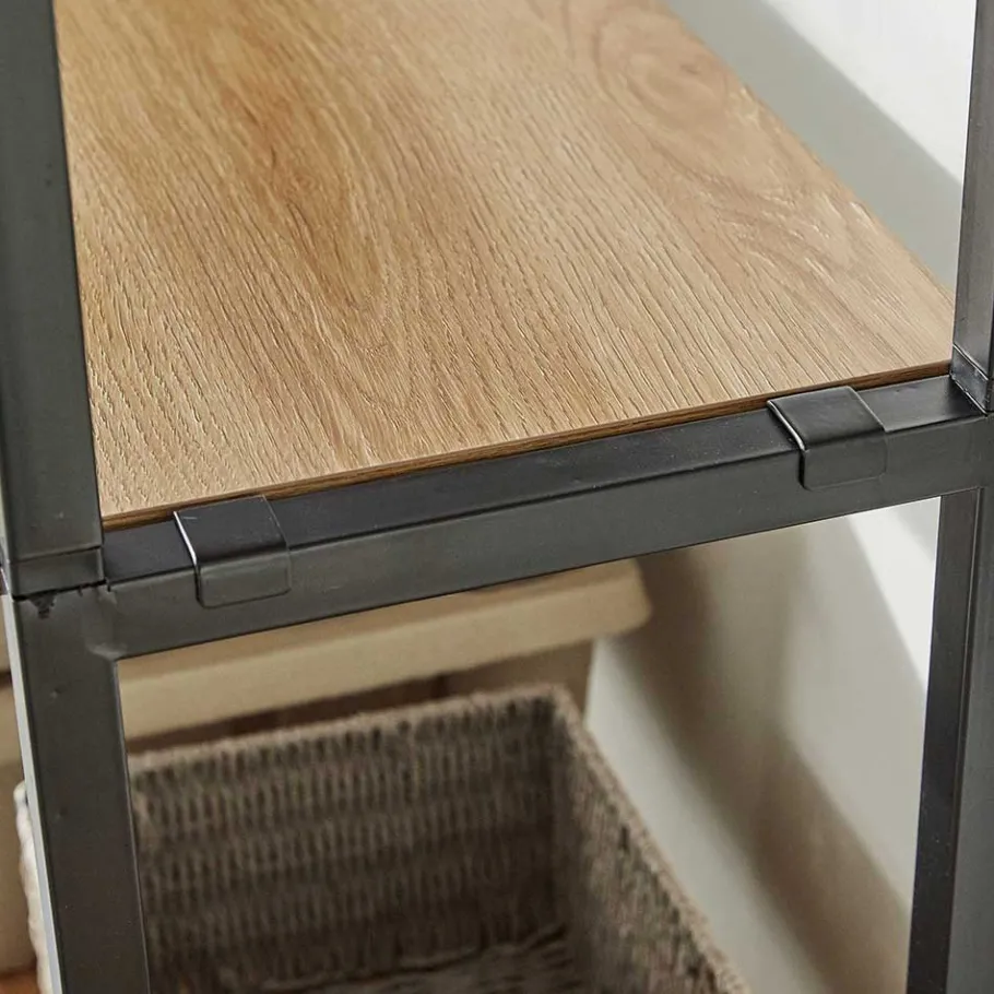Clearance Wohnen Flur Regal Garderobe in Akazie & Schwarz - Ricinga