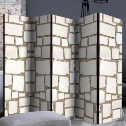 Online Wohnen Foto Paravent Weiße Steinmauer - Custon
