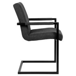 Discount Wohnen Freischwinger Sessel in Anthrazit & Schwarz - Tressur (2er Set)