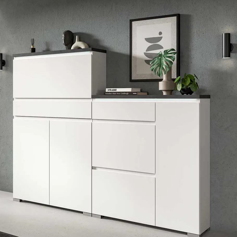 Clearance Wohnen Funktioneller Schuhschrank mit zwei Türen & Klappe - Suad