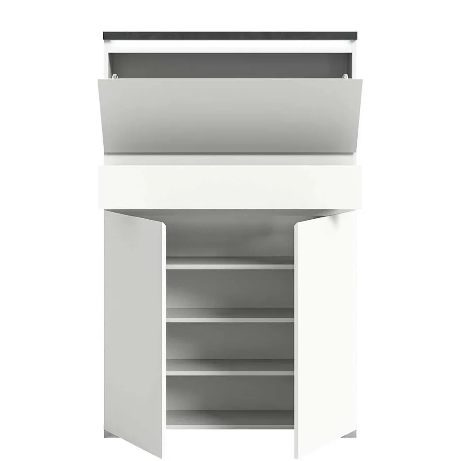 Clearance Wohnen Funktioneller Schuhschrank mit zwei Türen & Klappe - Suad