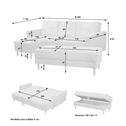 Wohnen Funktionsecke mit Hocker Set - Idenov (zweiteilig)