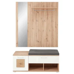 Discount Wohnen Garderobe & Dielenbank Set - Cluster (zweiteilig)