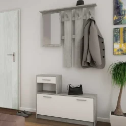 Sale Wohnen Garderobenmöbel in Weiß & Betonoptik - Zessma (zweiteilig)