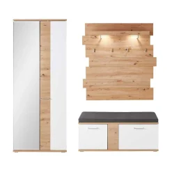 Sale Wohnen Garderobenmöbel Set mit LED Licht - Symbrosia (dreiteilig)