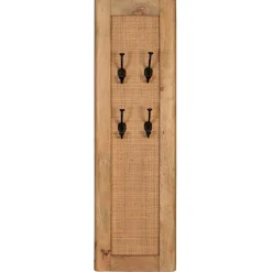 Outlet Wohnen Garderobenpaneel aus Holz & Rattan Geflecht - Lazianus
