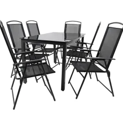 Sale Wohnen Garten Essgruppe in Schwarz - Kameron (siebenteilig)