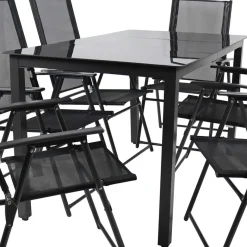 Sale Wohnen Garten Essgruppe in Schwarz - Kameron (siebenteilig)