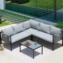 Online Wohnen Garten Lounge Set mit vier Sitzplätzen - Emeziano (zweiteilig)