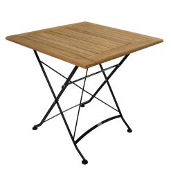 Sale Wohnen Garten Teak Klapptisch Amyos mit Stahl Gestell Schwarz