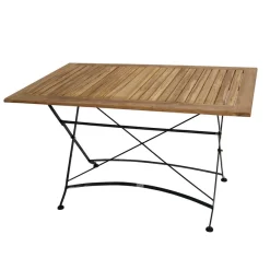 Sale Wohnen Garten Teak Klapptisch Amyos mit Stahl Gestell Schwarz