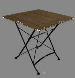 Sale Wohnen Garten Teak Klapptisch Amyos mit Stahl Gestell Schwarz