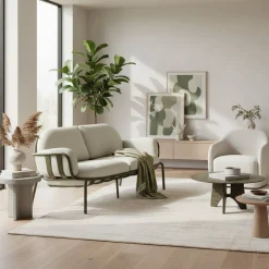 New Wohnen Gartensofa in Graugrün aus Metall - Ocna