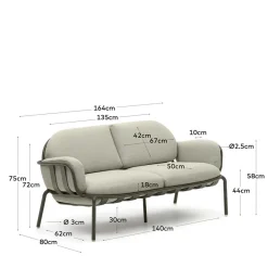 New Wohnen Gartensofa in Graugrün aus Metall - Ocna