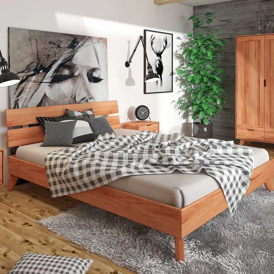 Discount Wohnen Geöltes Massivholzbett in 8 Größen - Junola