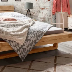 Discount Wohnen Geöltes Schwebebalkenbett aus Wildeiche - Jalton