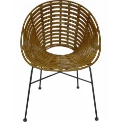 Best Wohnen Gerundeter Designstuhl aus Rattan Geflecht Natur - Makan
