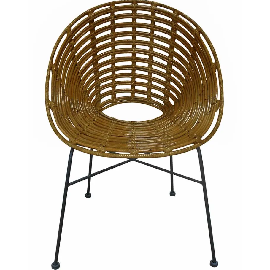 Best Wohnen Gerundeter Designstuhl aus Rattan Geflecht Natur - Makan