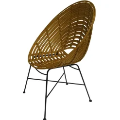 Best Wohnen Gerundeter Designstuhl aus Rattan Geflecht Natur - Makan
