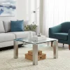 Clearance Wohnen Glas Couchtisch Carlot mit Rollen