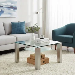 Clearance Wohnen Glas Couchtisch Carlot mit Rollen