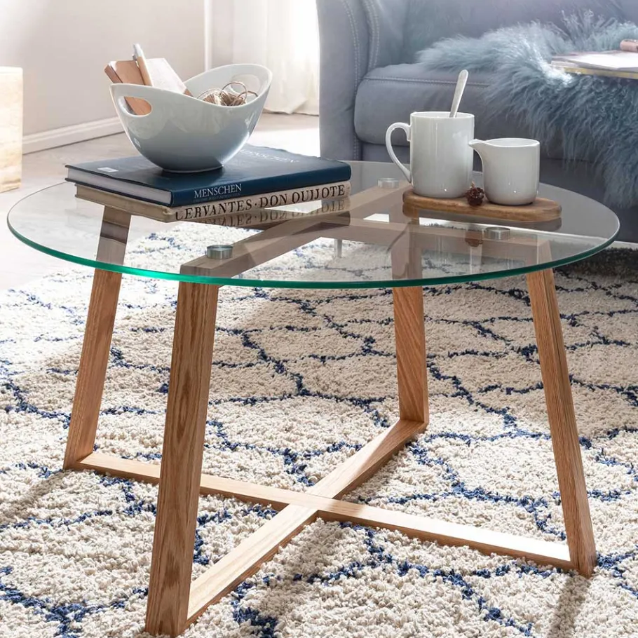 Hot Wohnen Glas Couchtisch in Rund 78x41x78 - Lavissa