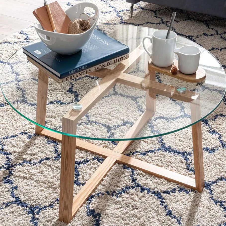 Hot Wohnen Glas Couchtisch in Rund 78x41x78 - Lavissa