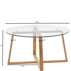 Hot Wohnen Glas Couchtisch in Rund 78x41x78 - Lavissa