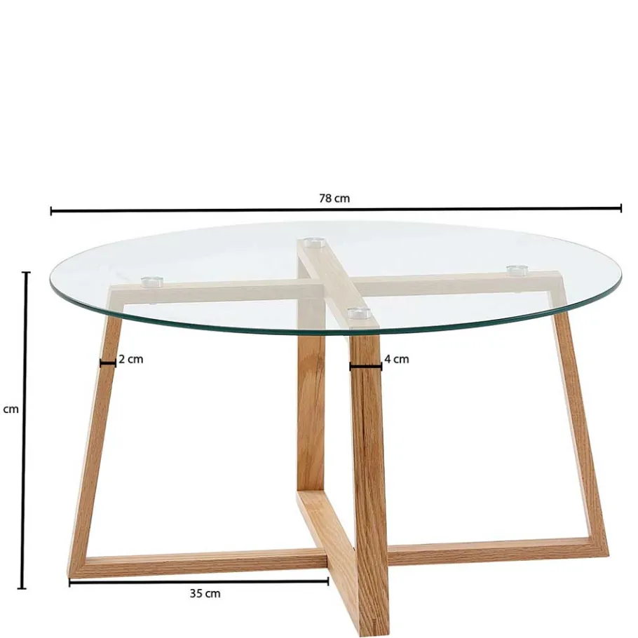 Hot Wohnen Glas Couchtisch in Rund 78x41x78 - Lavissa