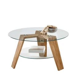 Discount Wohnen Glas Couchtisch mit Zusatzablage - Lasalinas