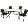 Discount Wohnen Glas Gartentisch & Tischsessel Set - Sylverta (fünfteilig)