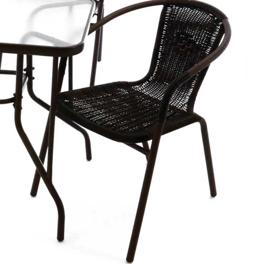 Discount Wohnen Glas Gartentisch & Tischsessel Set - Sylverta (fünfteilig)