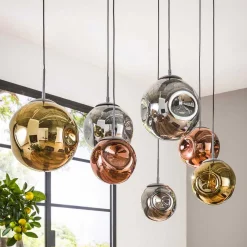Sale Wohnen Glas Hängeleuchte in Gold & Altsilber & Kupfer - Donabella