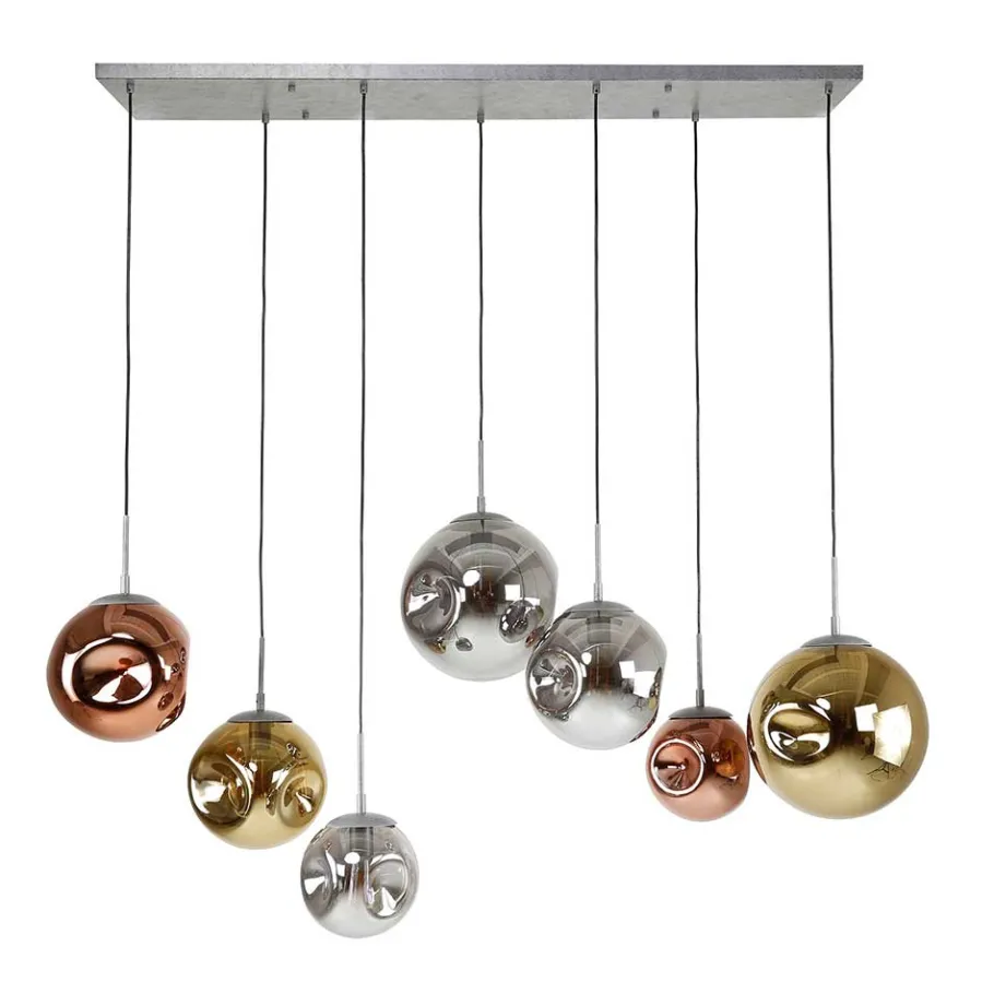 Sale Wohnen Glas Hängeleuchte in Gold & Altsilber & Kupfer - Donabella