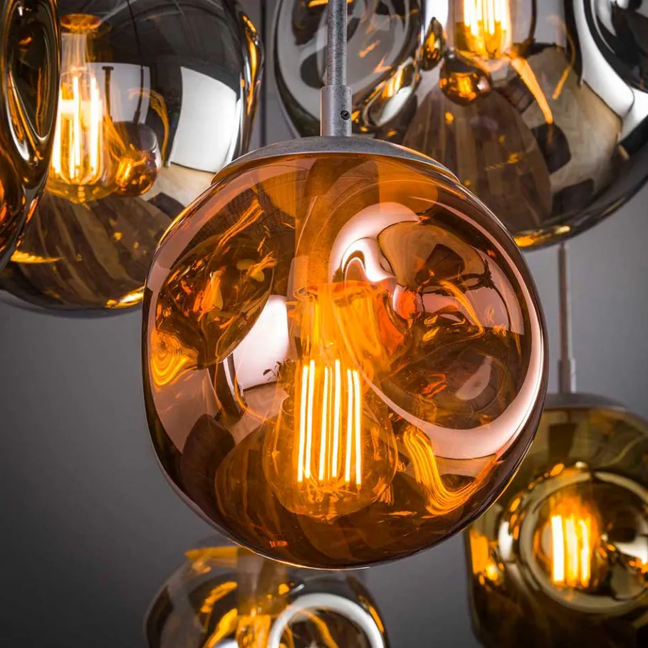 Sale Wohnen Glas Hängeleuchte in Gold & Altsilber & Kupfer - Donabella