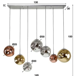Sale Wohnen Glas Hängeleuchte in Gold & Altsilber & Kupfer - Donabella