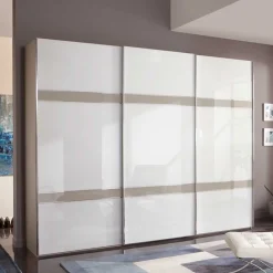 Outlet Wohnen Glas Schwebetüren Schrank in Weiß & Grau - Pruducia