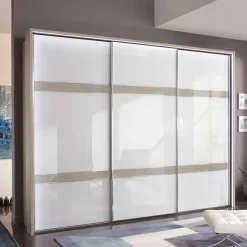 Outlet Wohnen Glas Schwebetüren Schrank in Weiß & Grau - Pruducia