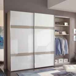 Outlet Wohnen Glas Schwebetüren Schrank in Weiß & Grau - Pruducia