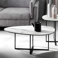 Best Wohnen Glas Wohnzimmertisch in Marmor Optik - eiförmig - Lampione