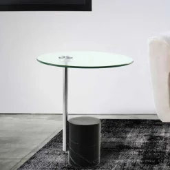 Online Wohnen Glas-Beistelltisch mit Marmorfuß - Mulaku