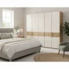Wohnen Glasfront Kleiderschrank in Beige & Eiche - Emdsiva