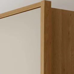 Wohnen Glasfront Kleiderschrank in Beige & Eiche - Emdsiva