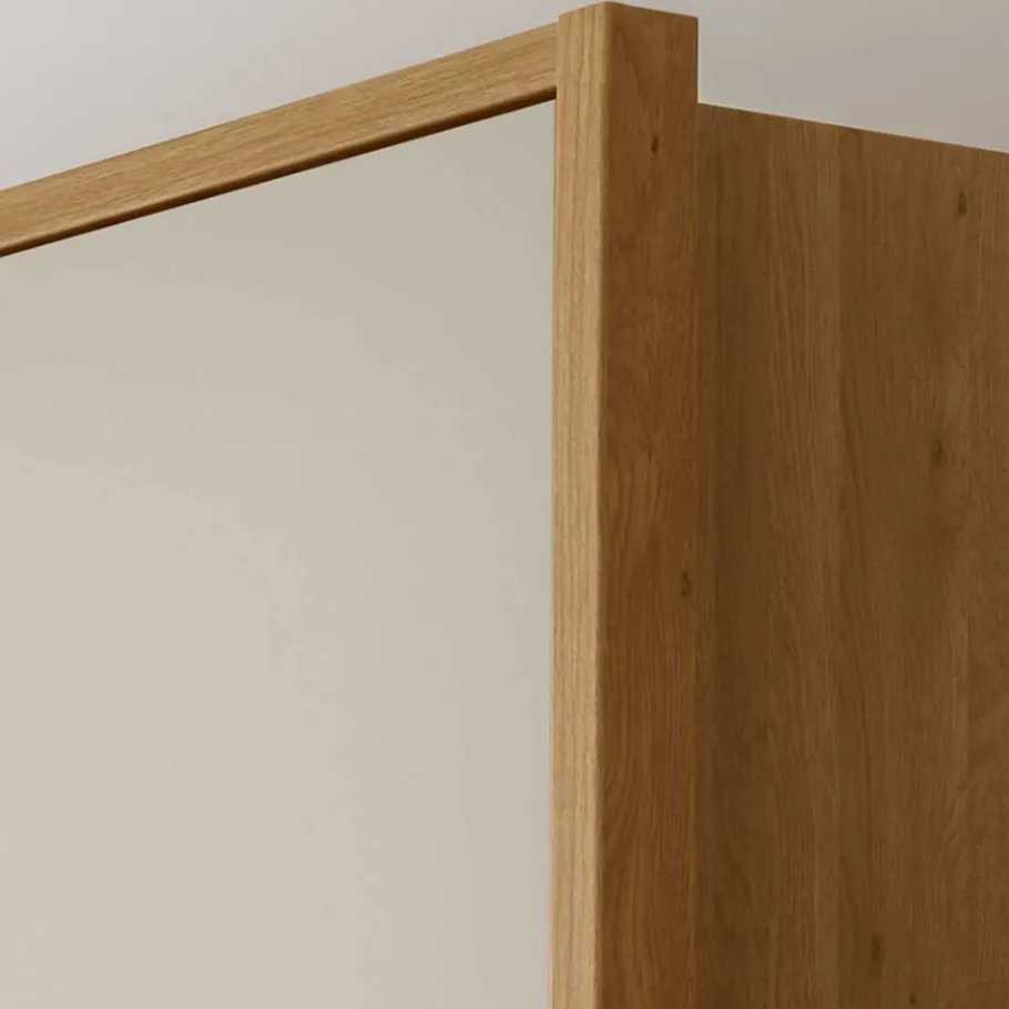 Wohnen Glasfront Kleiderschrank in Beige & Eiche - Emdsiva