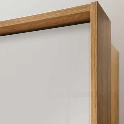 Wohnen Glasfront Kleiderschrank in Beige & Eiche - Emdsiva